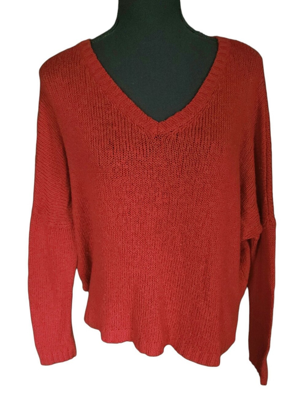 Wooden Ships Wool Mohair Blend V Neck Boxy Sweater Sz S/m